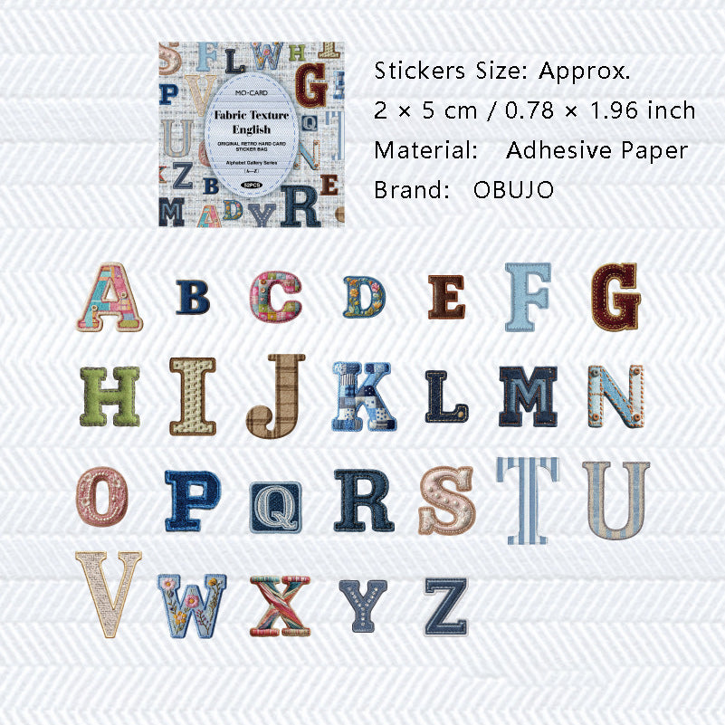 52 Pcs Vintage Alphabet Letter Stickers ZMCLS