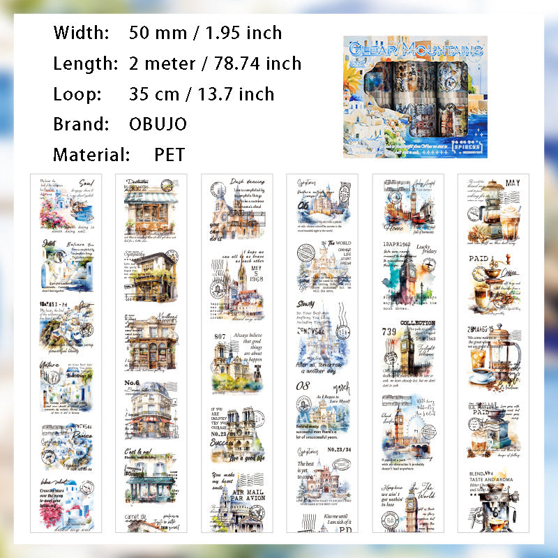 6 Rolls Travel Theme PET Tape Set SYQK