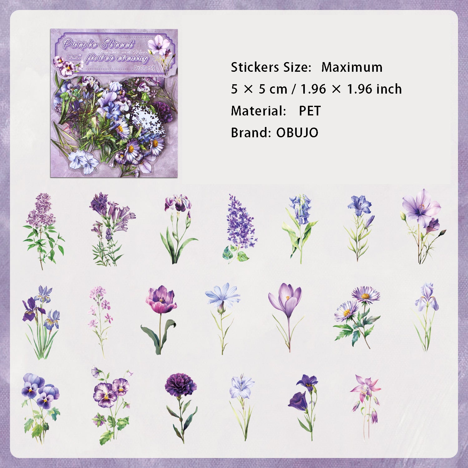 30 Pcs Flower PET Stickers FHJM