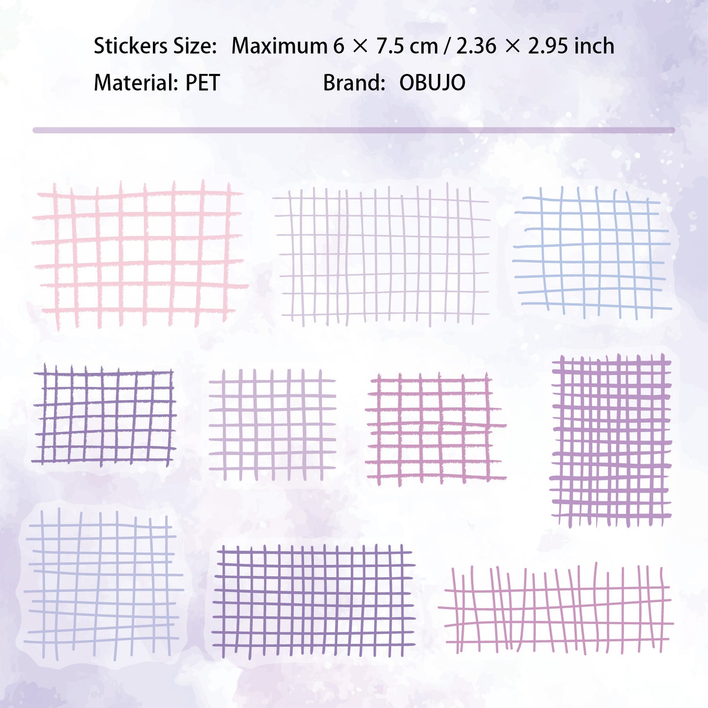 20 Pcs Watercolor Gird PET Stickers GYXL