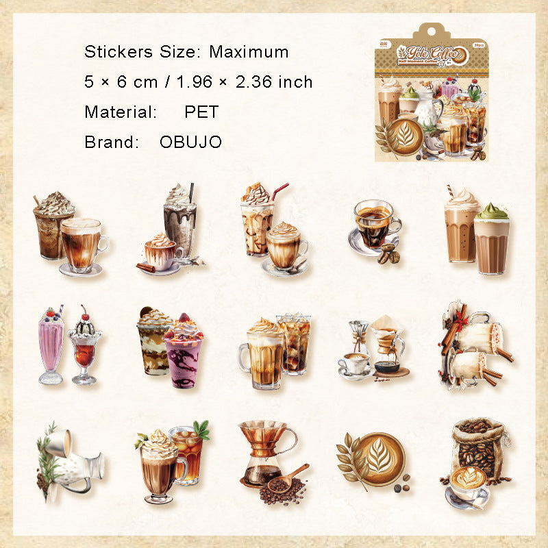 30 Pcs Coffee PET Stickers BKKF