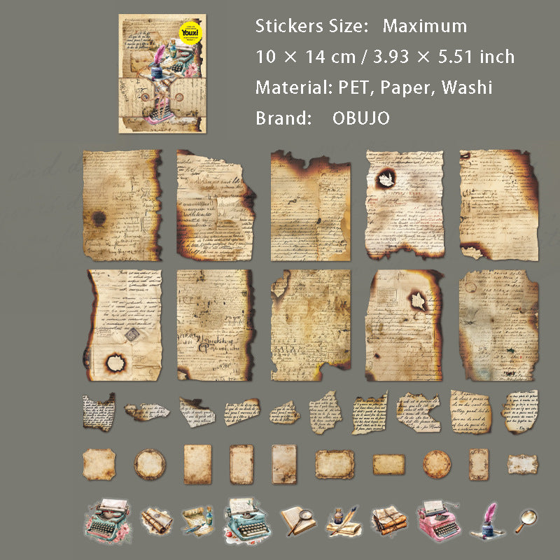 50 Pcs Fire Traces Junk Journal Supplies Kit ZHXS