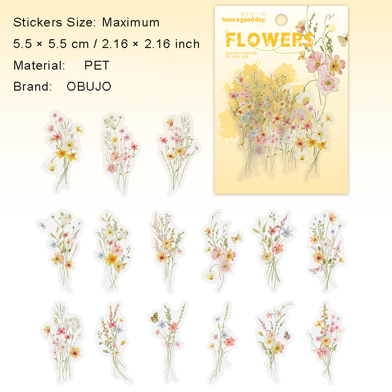 15 Pcs Wildflower PET Stickers BAHK