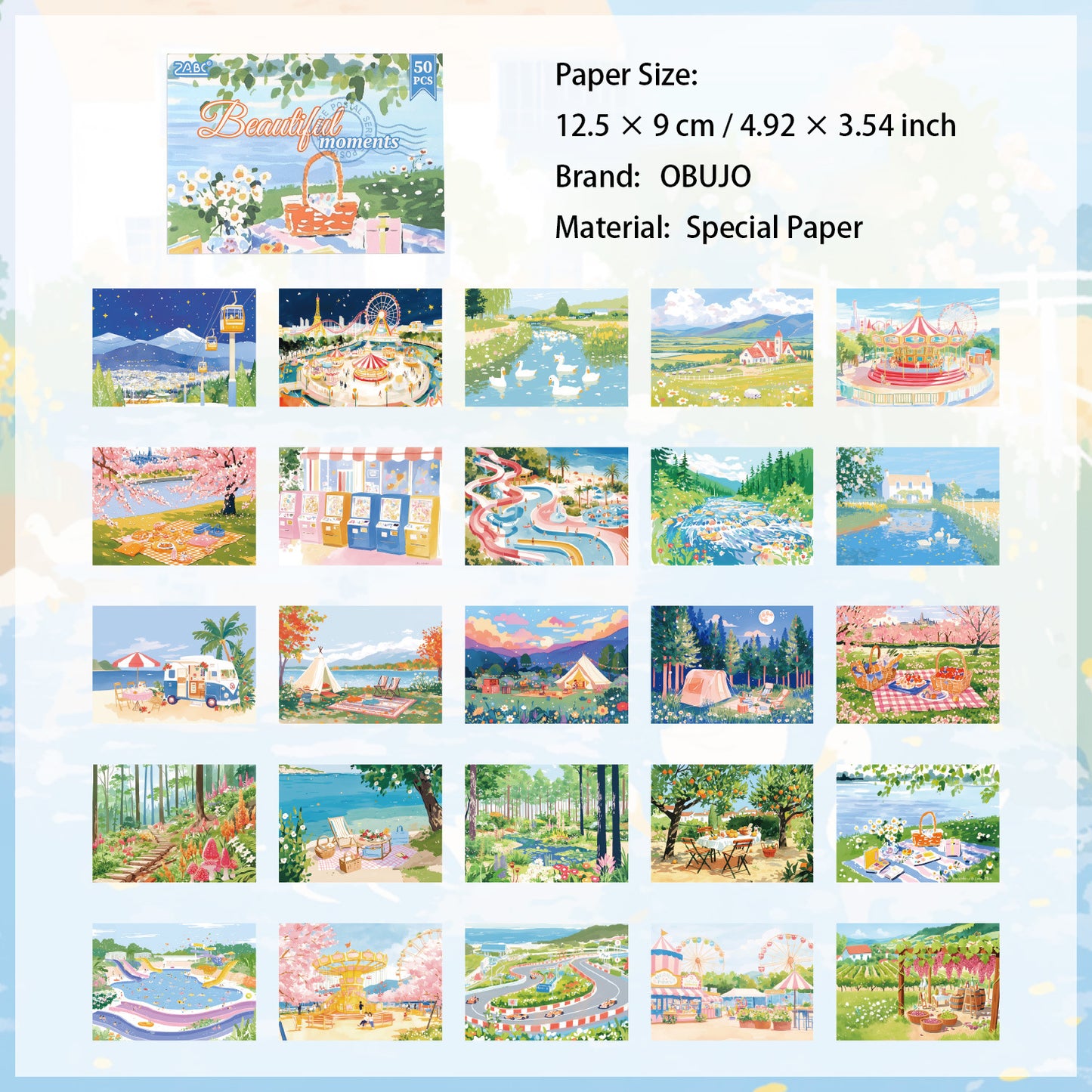 50 Sheets Watercolor Landscape Journal Paper ZYHG