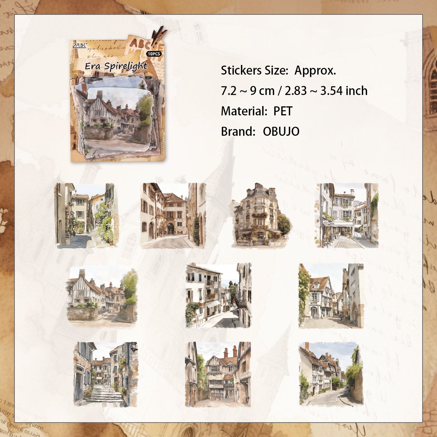 10 Pcs Travel Landscape PET Stickers OLZM