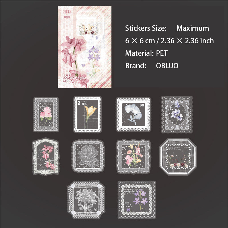 20 Pcs Lace Edged Floral PET Stickers LSHBWQ