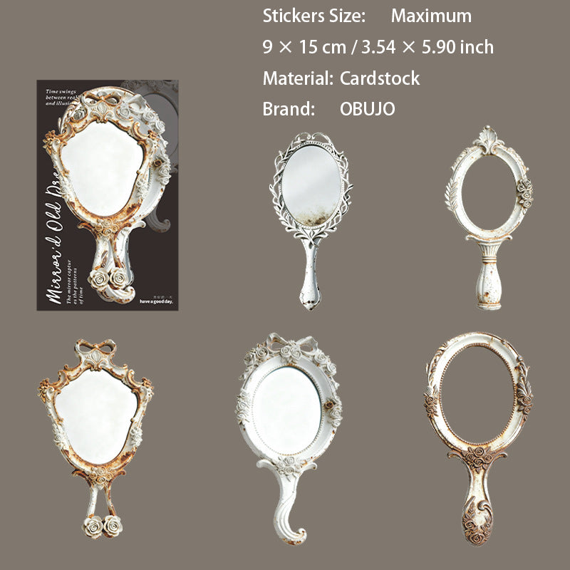 10 Pcs Vintage Mirror Jthemed Cardstock Stickers JMXL