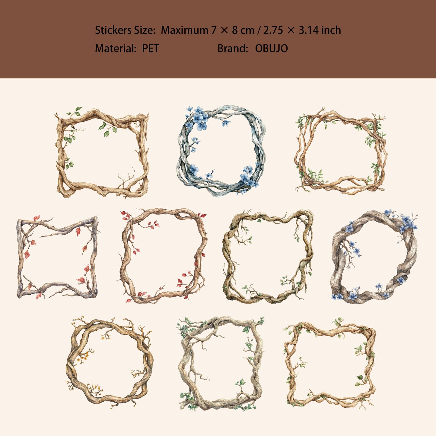 20 Pcs Tree Vine Frame Stickers ZYXL