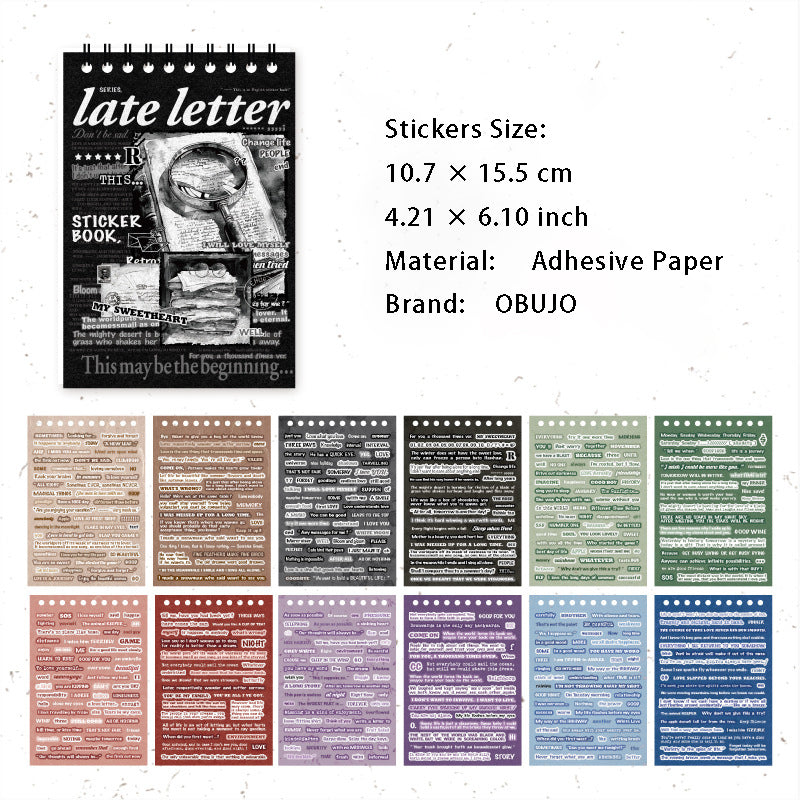 24 Sheets Quote Words Stickers Book CLDXJ