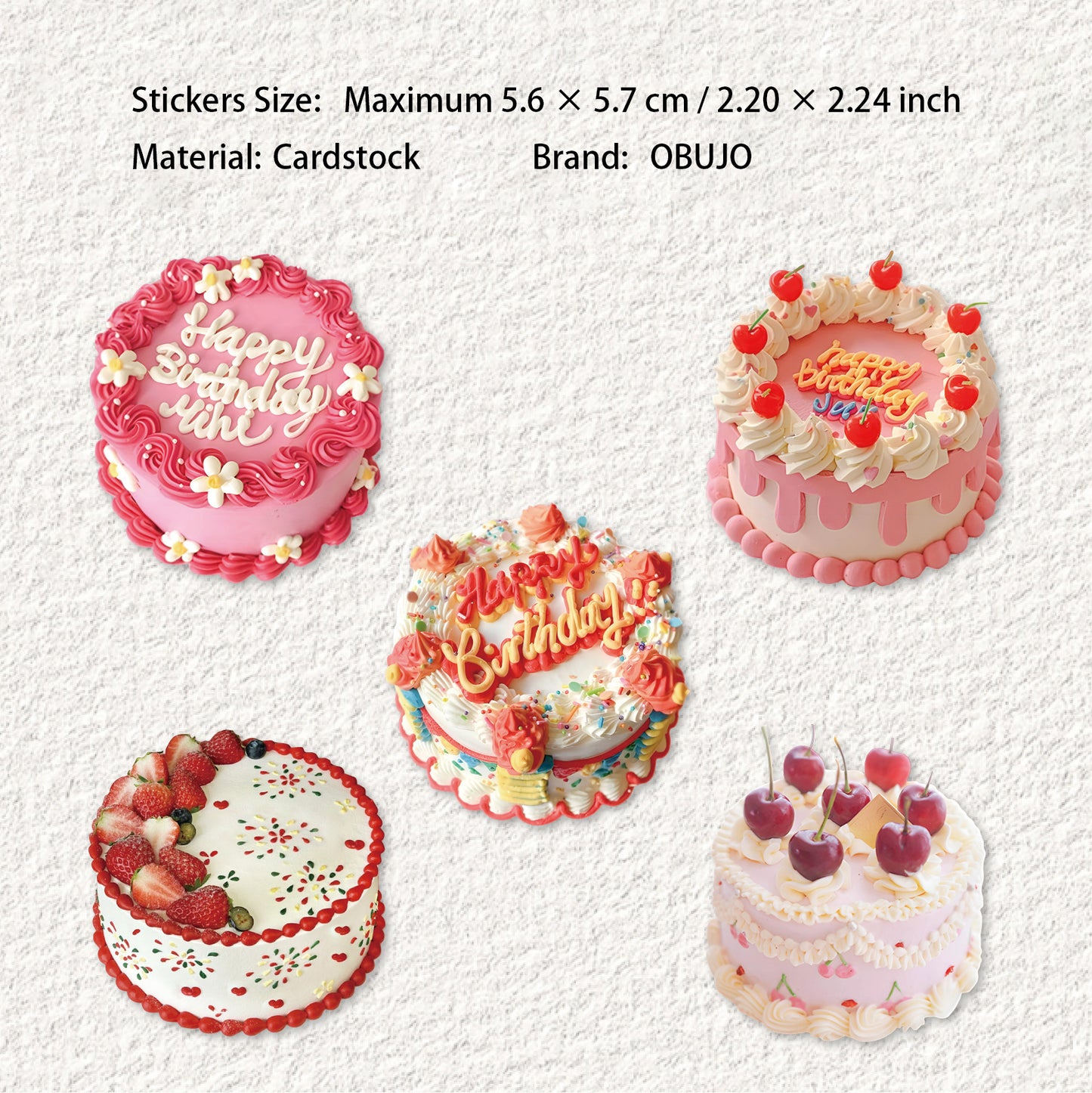 10 Pcs Cake Themed Cardstock Stickers DGXL