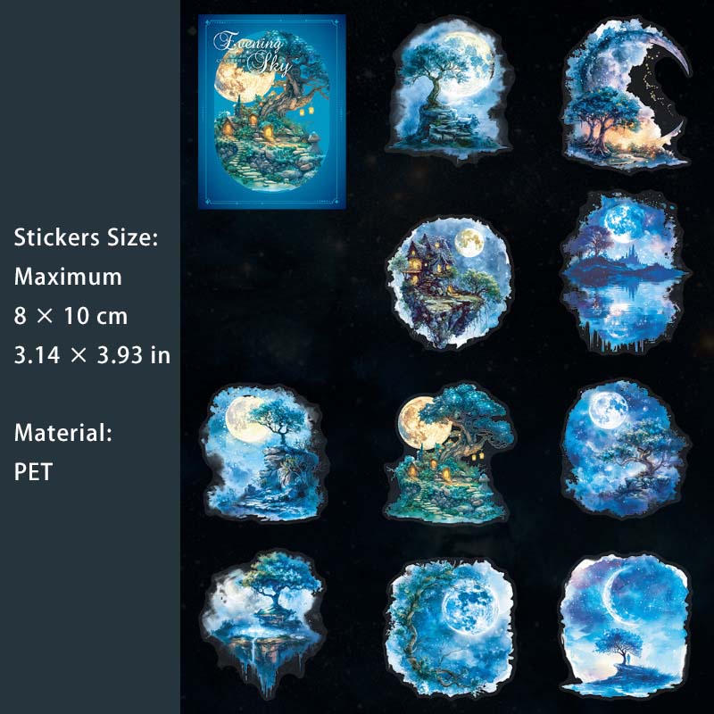 20 Pcs Fantasy Night Sky PET Stickers WKXl