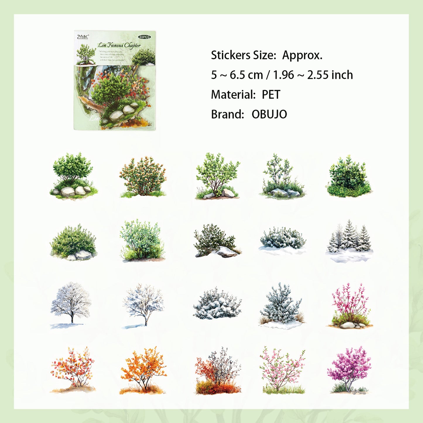 40 Pcs Wildflower PET Stickers SHHY