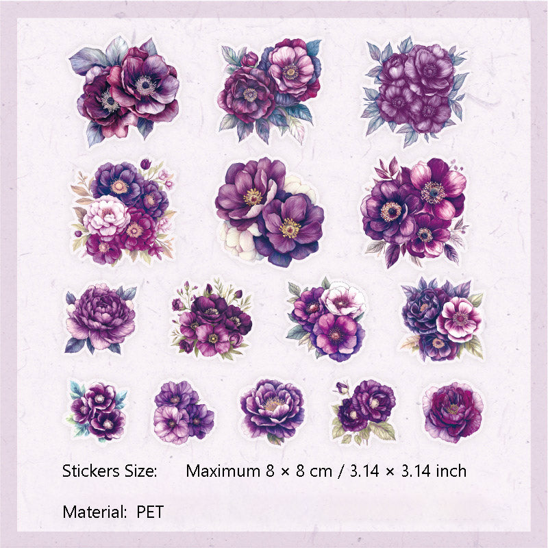 15 Pcs Seasonal Flower PET Stickers SJFH