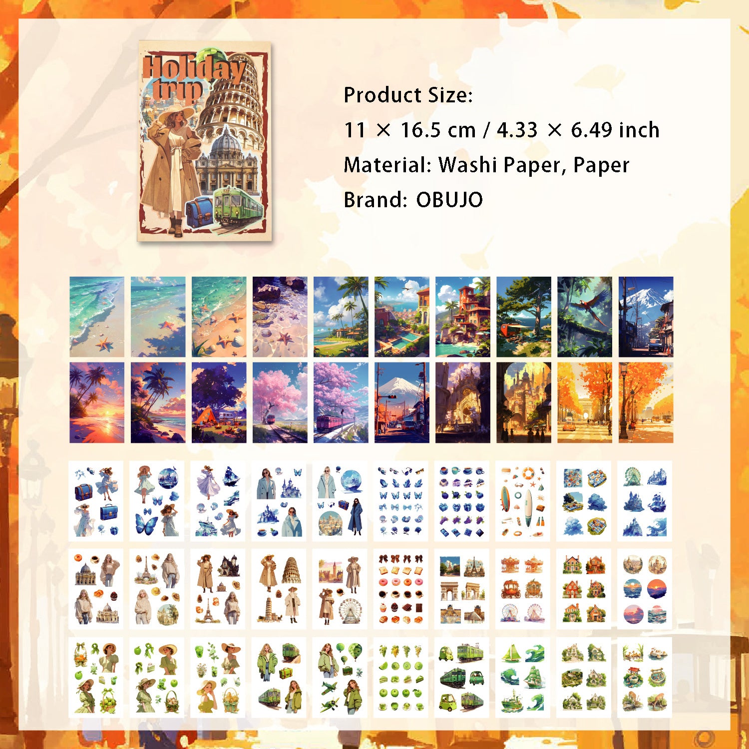 50 Sheets Vitnage Journal Paper and Stickers Book QNSG
