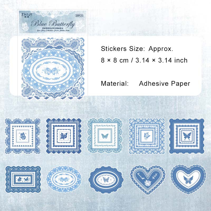 20 Pcs Heart Shape Lace Frame Stickers LSWYJ