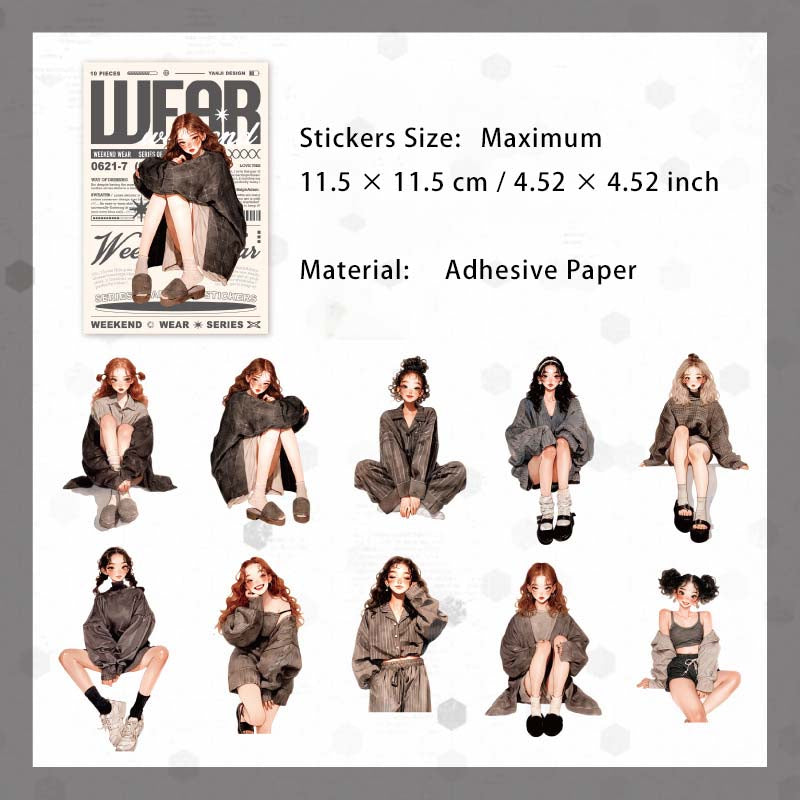 10 Pcs Dating Girl PET Stickers ZMCD