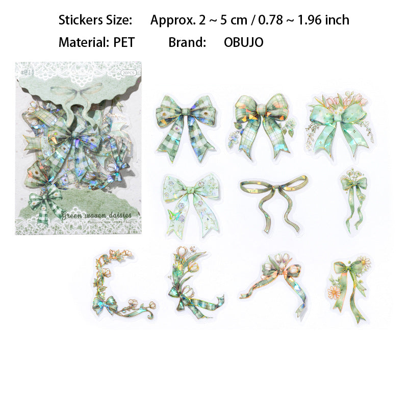 20 Pcs Floral Bow-knot PET Stickers HDJTJ