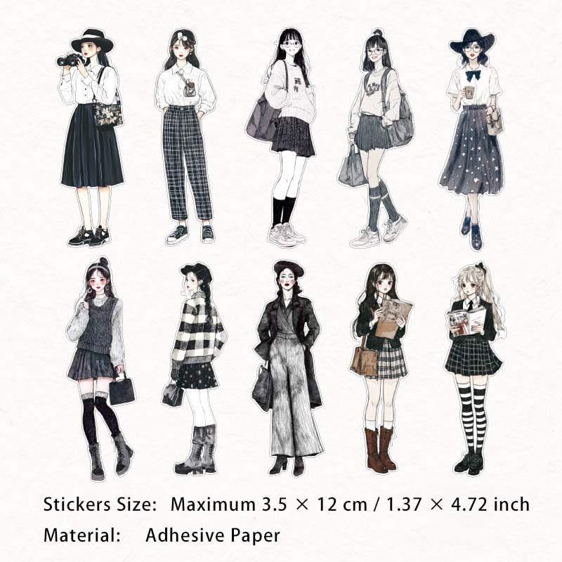 10 Pcs Fashion Girl Stickers SBXQ