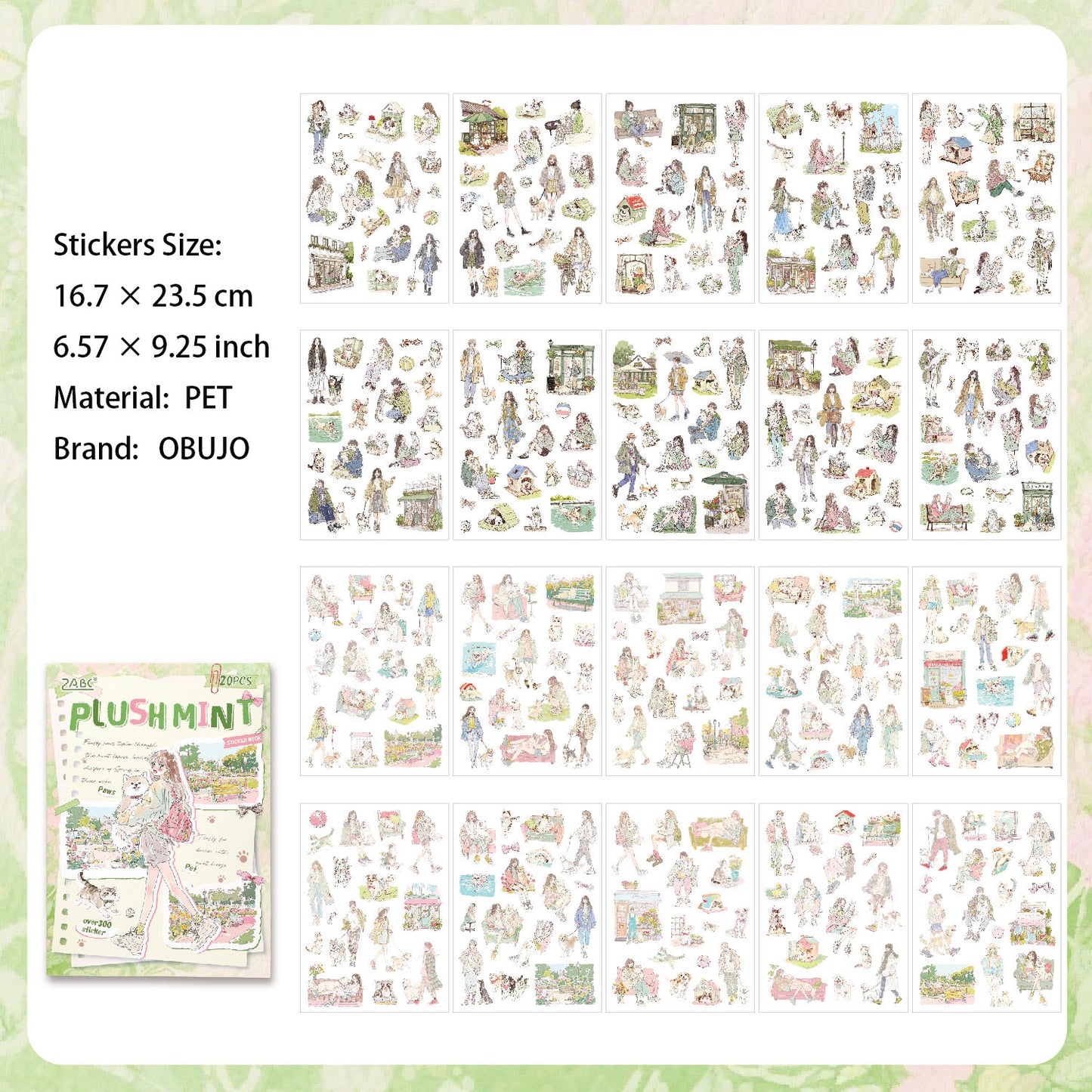 20 Sheets Lifestyle Girl PET Stickers Book QYSHL