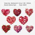 16 Pcs Flower Heart Shape Stickers XHXL