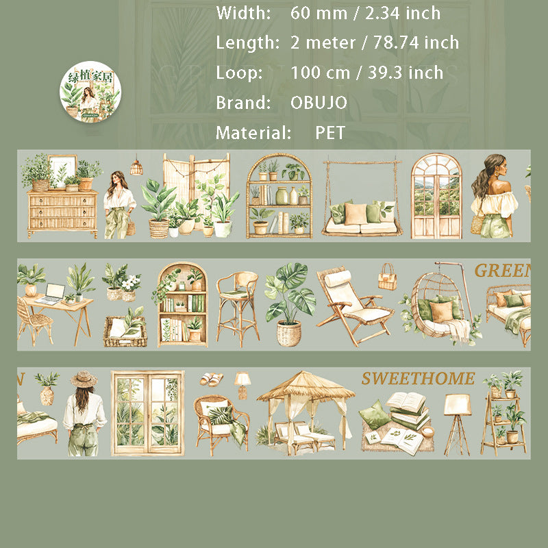 1 Roll Green Lifestyle PET Sticekrs Tape LZJJ