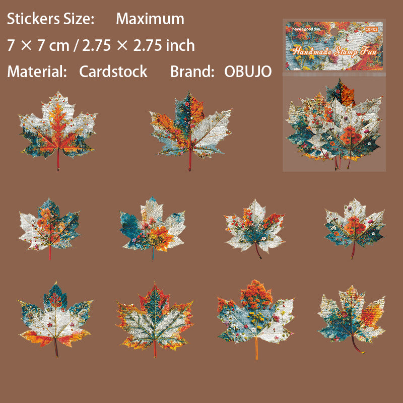 10 Pcs Natural Handmade Themed Stickers SZYQ