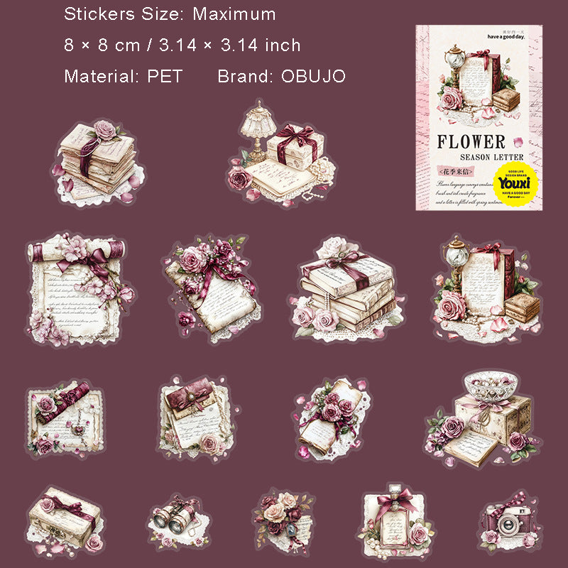 15 Pcs Reading Bookish PET Stickers HJLX