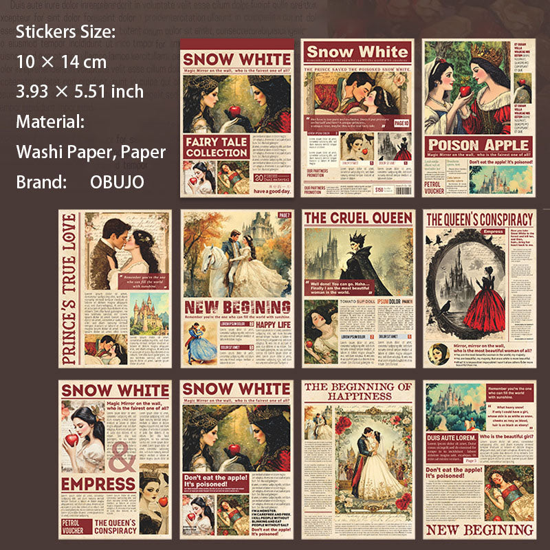 20 Pcs Fairy Tale Journal Paper and Washi Stickers THJXL