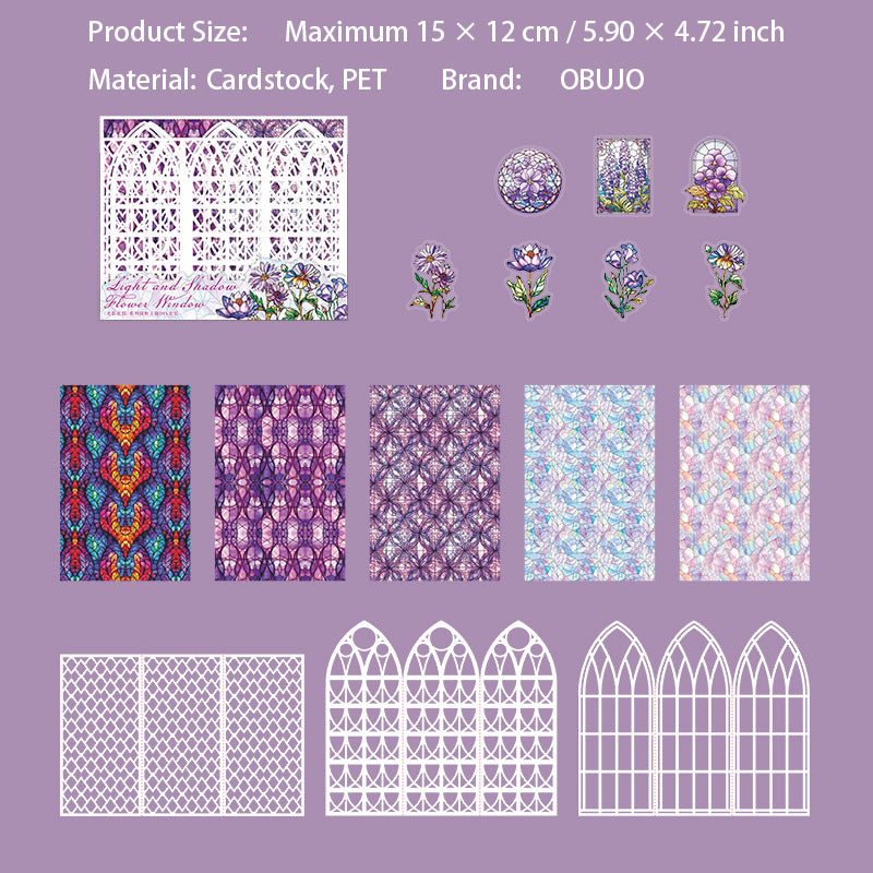 15 Pcs Windows Theme PET Stickers and Cardstock