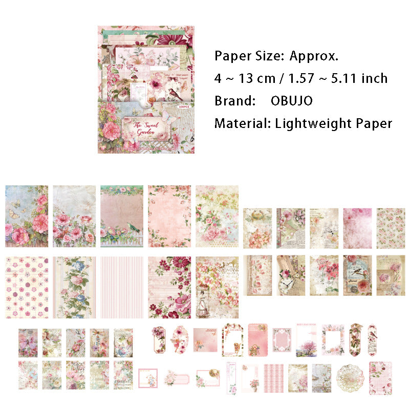 100 Pcs Floral Journal Paper TYYJ
