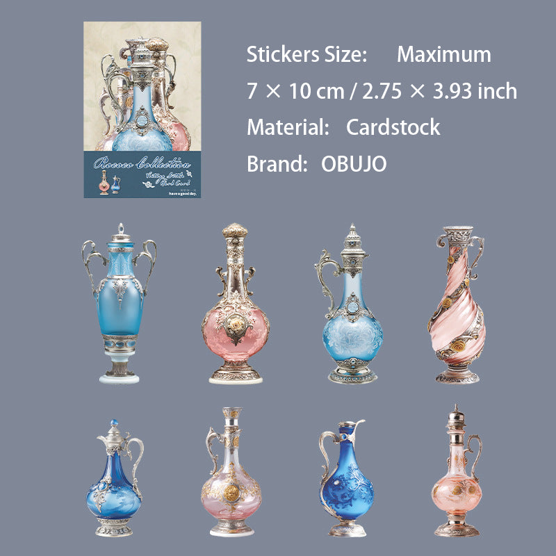 8 Pcs Rococo Glass Bottle Cardstock Stickers LKKDC