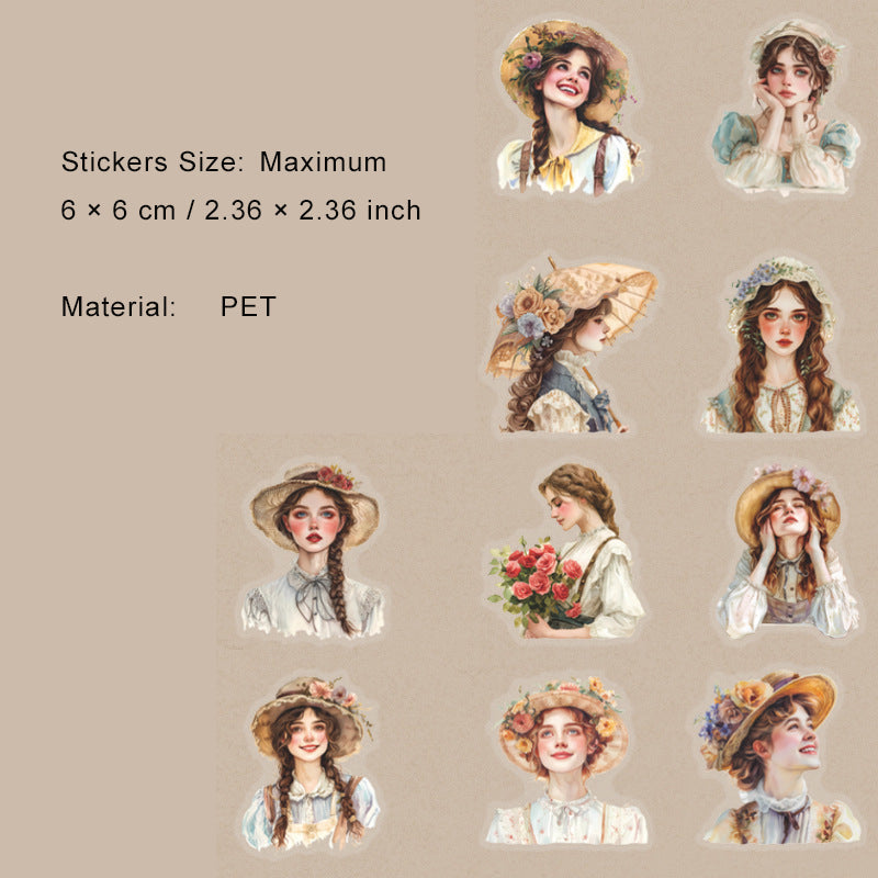 20 Pcs Vintage Lady PET Stickers CXJR