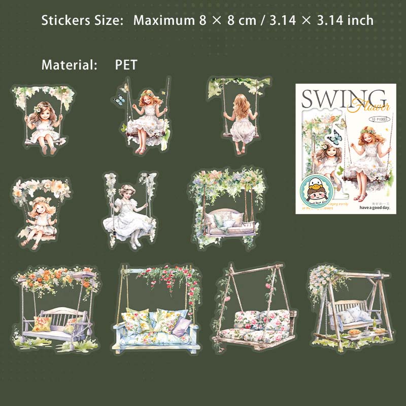 10 Pcs Swing Themed Journal Stickers HYQY