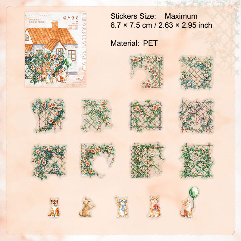 30 Pcs Garden Cat PET Stickers HYLDM