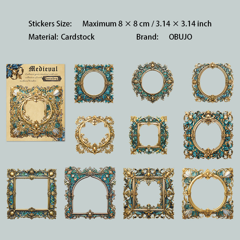 10 Pcs Vintage Frame Cardstock Stickers ZSJWZ