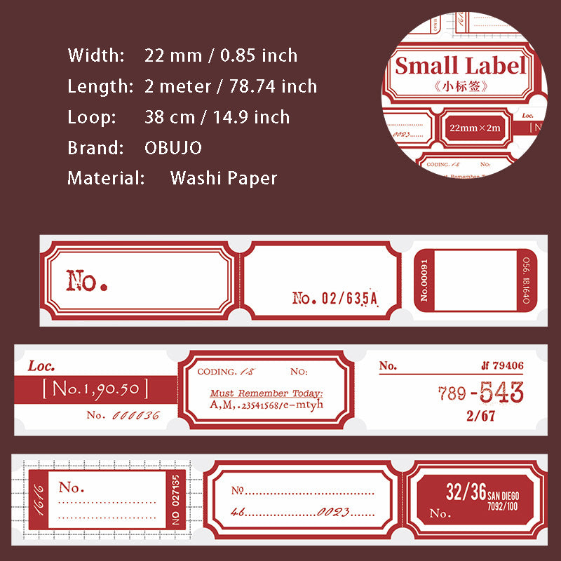 1 Roll Vintage Label Stickers Tape XBQX