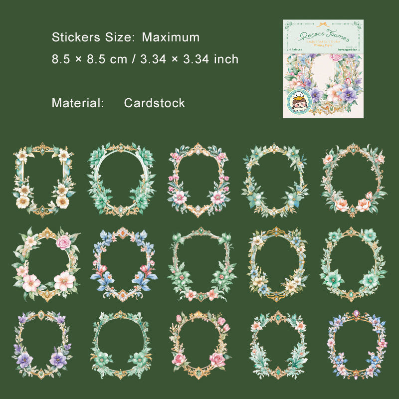 15 Pcs Vintage Floral Frame Stickers LKKJK