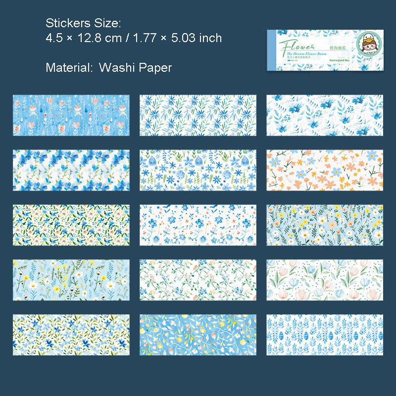 30 Pcs Floral Washi Stickers Book HMHJ