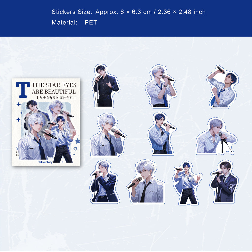 20 Pcs Handsome Boy PET Stickers NSYW