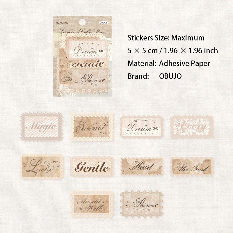 20 Pcs Vintage Lace Label Stickers CWZM