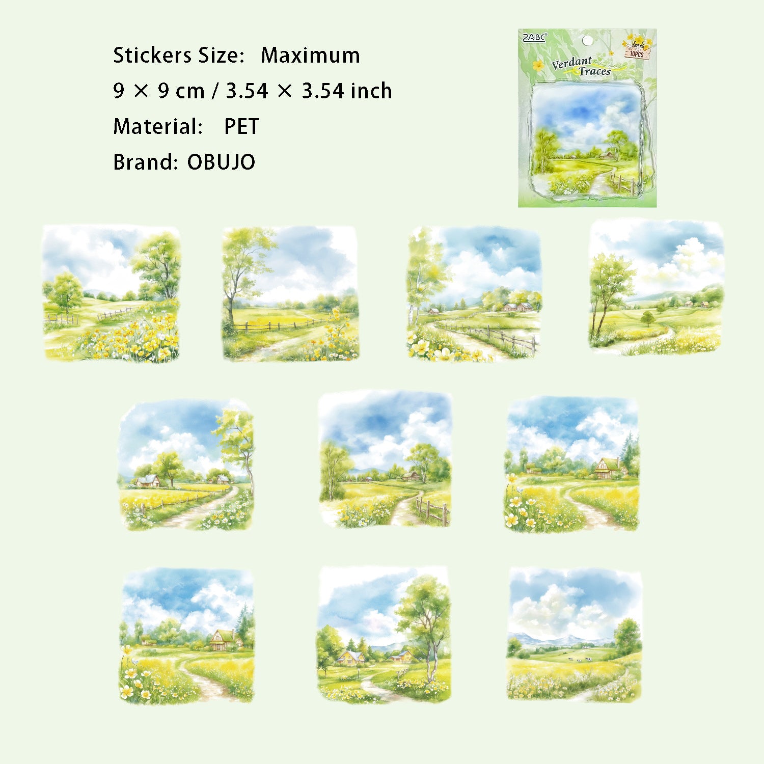 10 Pcs Seasonal Natural Landscape PET Stickers SJWY