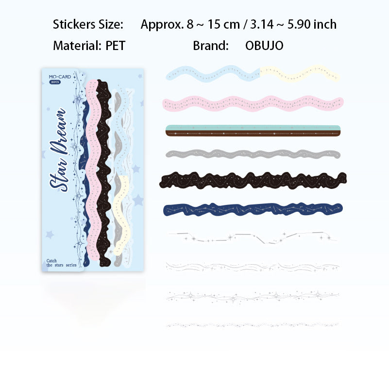 20 Pcs Star Themed PET Stickers BZXX