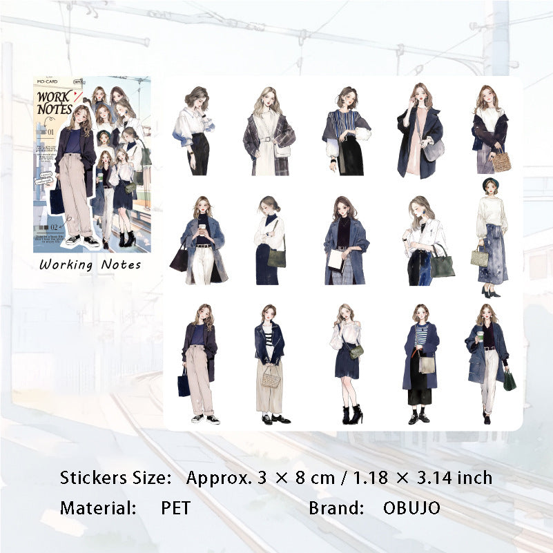 30 Pcs Fashion Girl PET Stickers JRCD