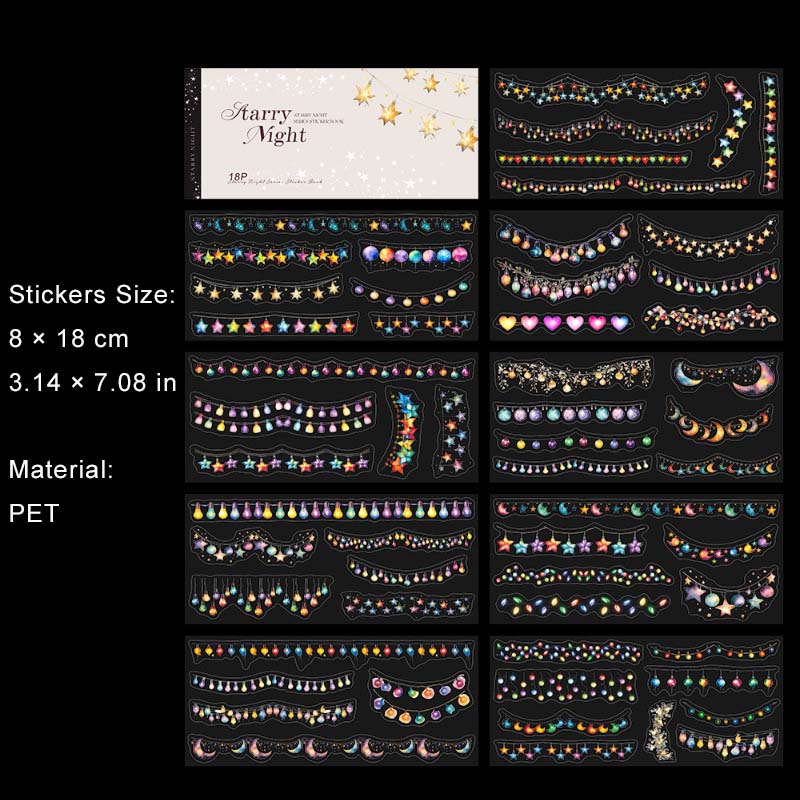 18 Pcs Light Planets PET Stickers Book XGZY