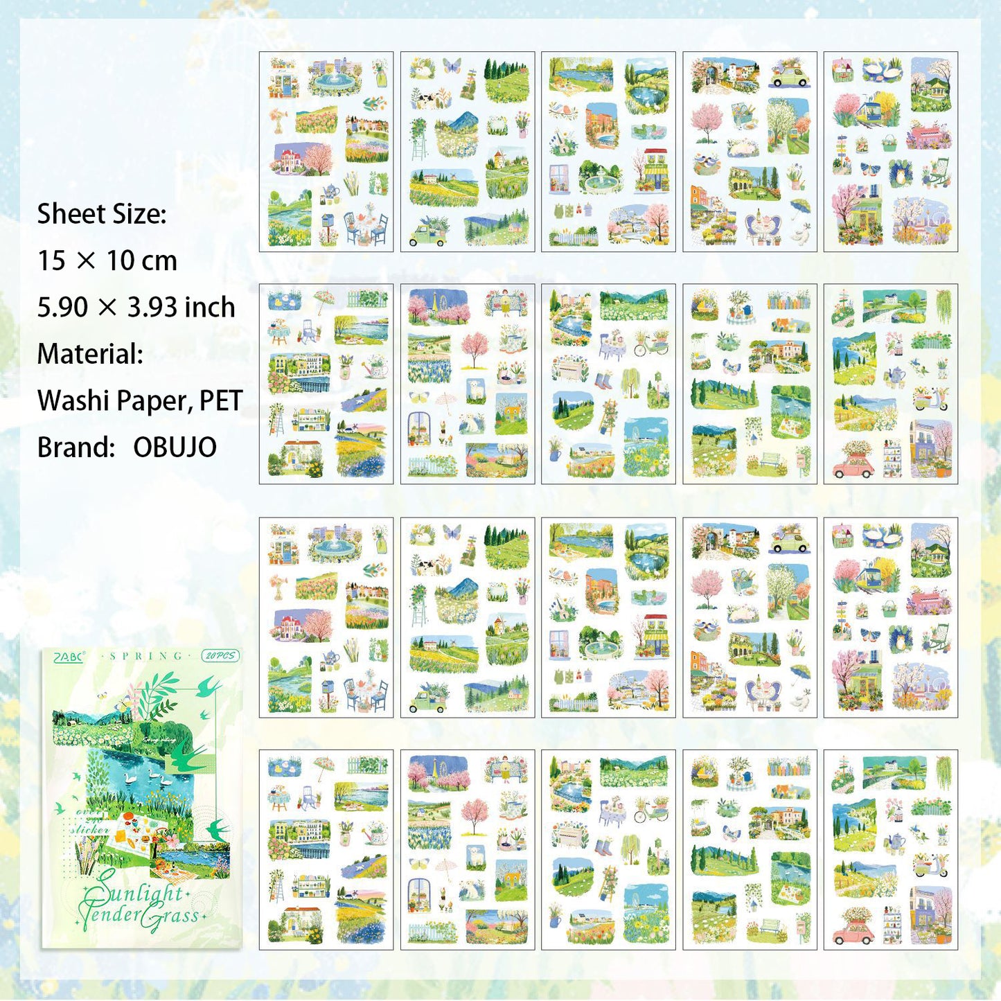 20 Sheets Seasonal Landscape Stickers Book FGSJ