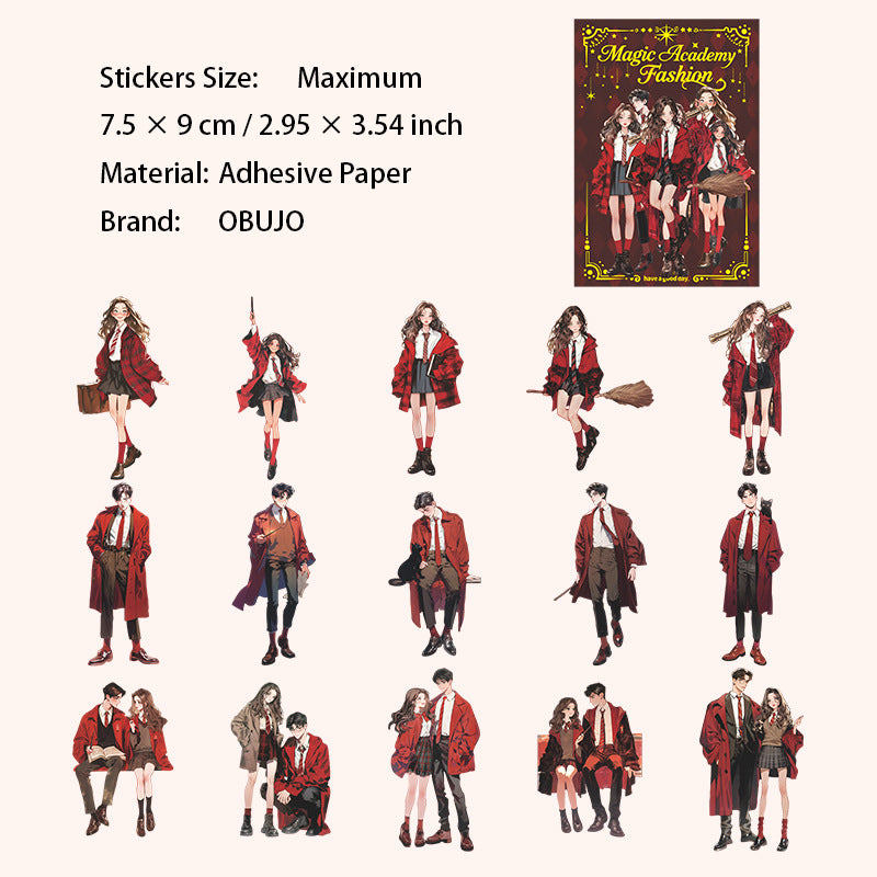 15 Pcs Maigc School Girl Boy PET Stickers MFXYSZ