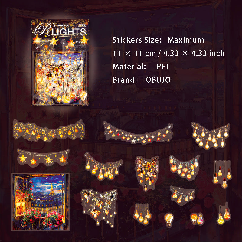 15 Pcs Night Light PET Stickers LMDH