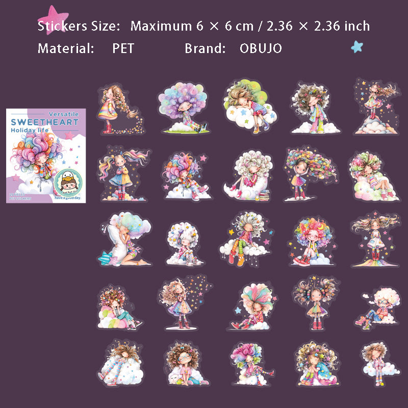 25 Pcs Cartoon Girl PET Stickers TXJQSH