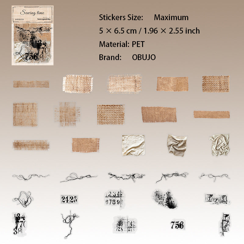30 Pcs Sewing Theme PEET Stickers FRSG