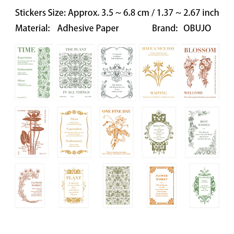 30 Pcs Botanical Art Themed Stickers ZWHX